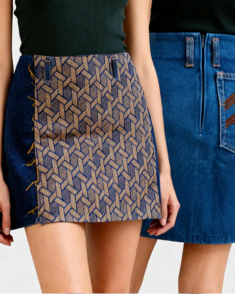 Falda patterns azúl camel