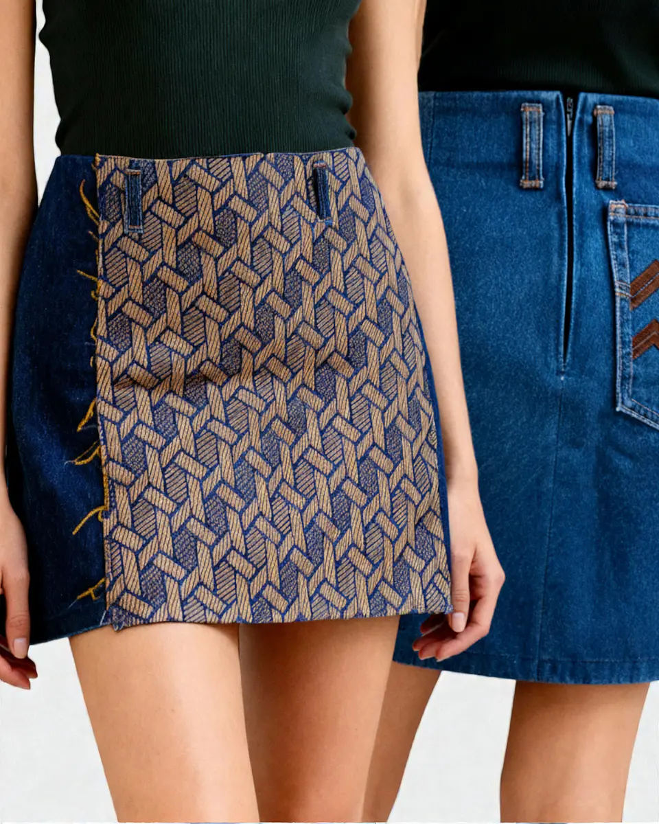 Falda patterns azúl camel 1