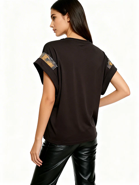 Polera Denim plizado