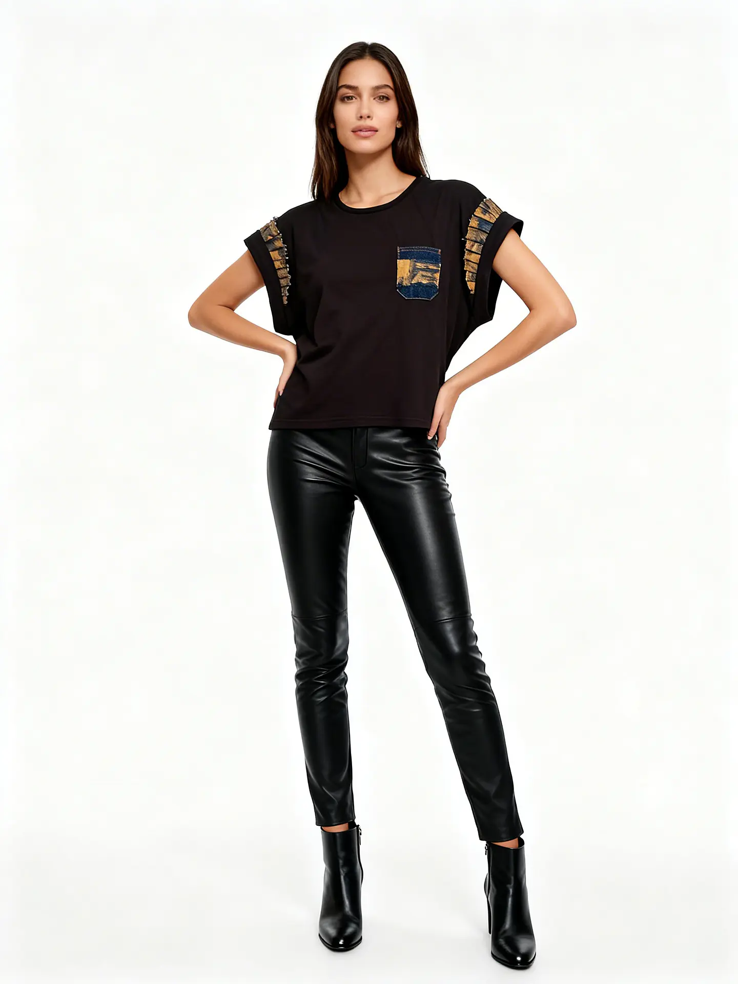 Polera Denim plizado 1