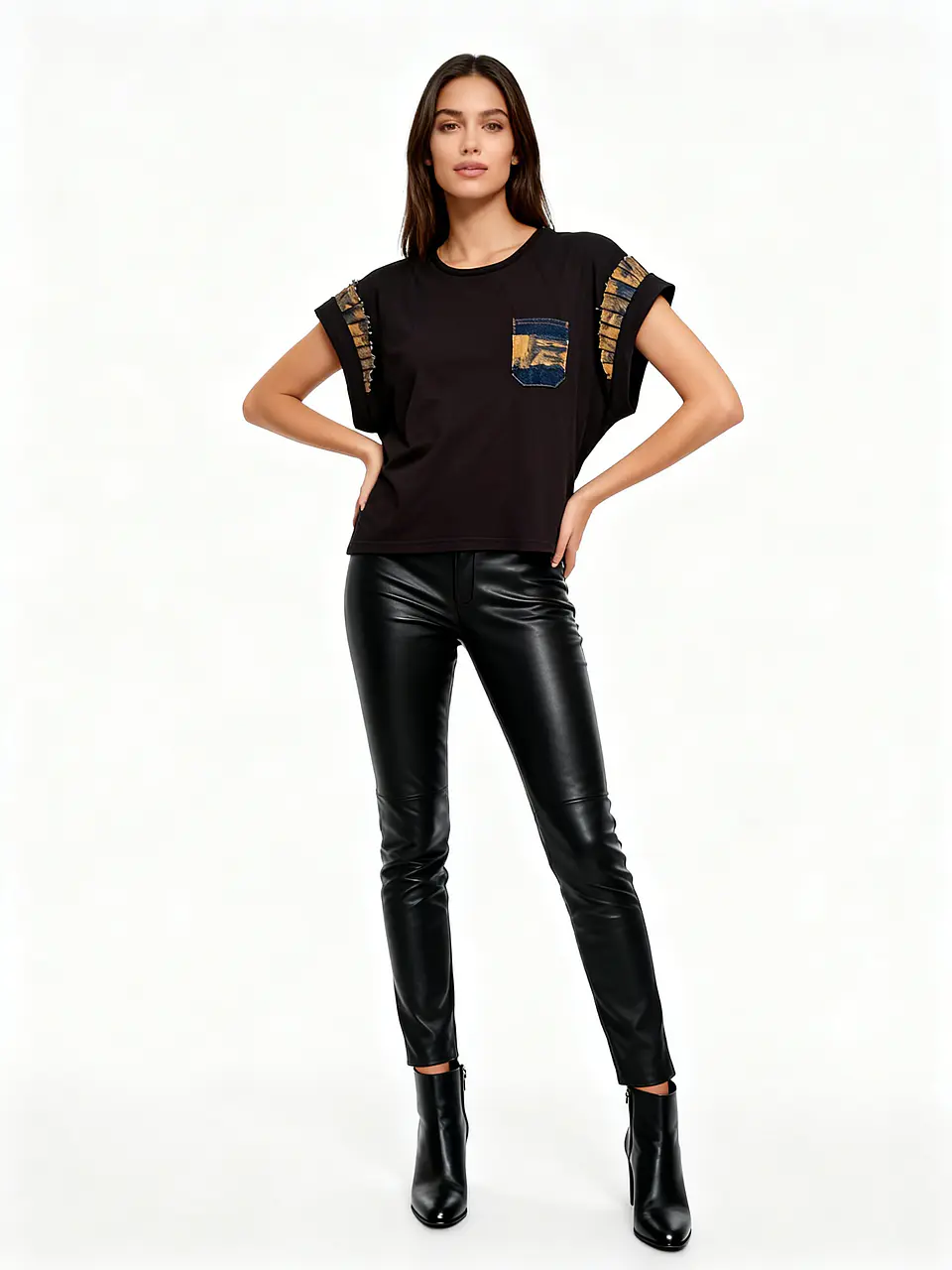 Polera Denim plizado 1