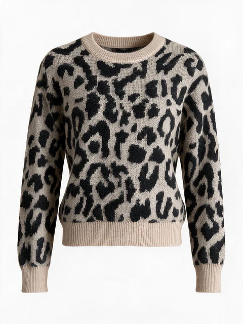 Camisola malha fina padrão animal