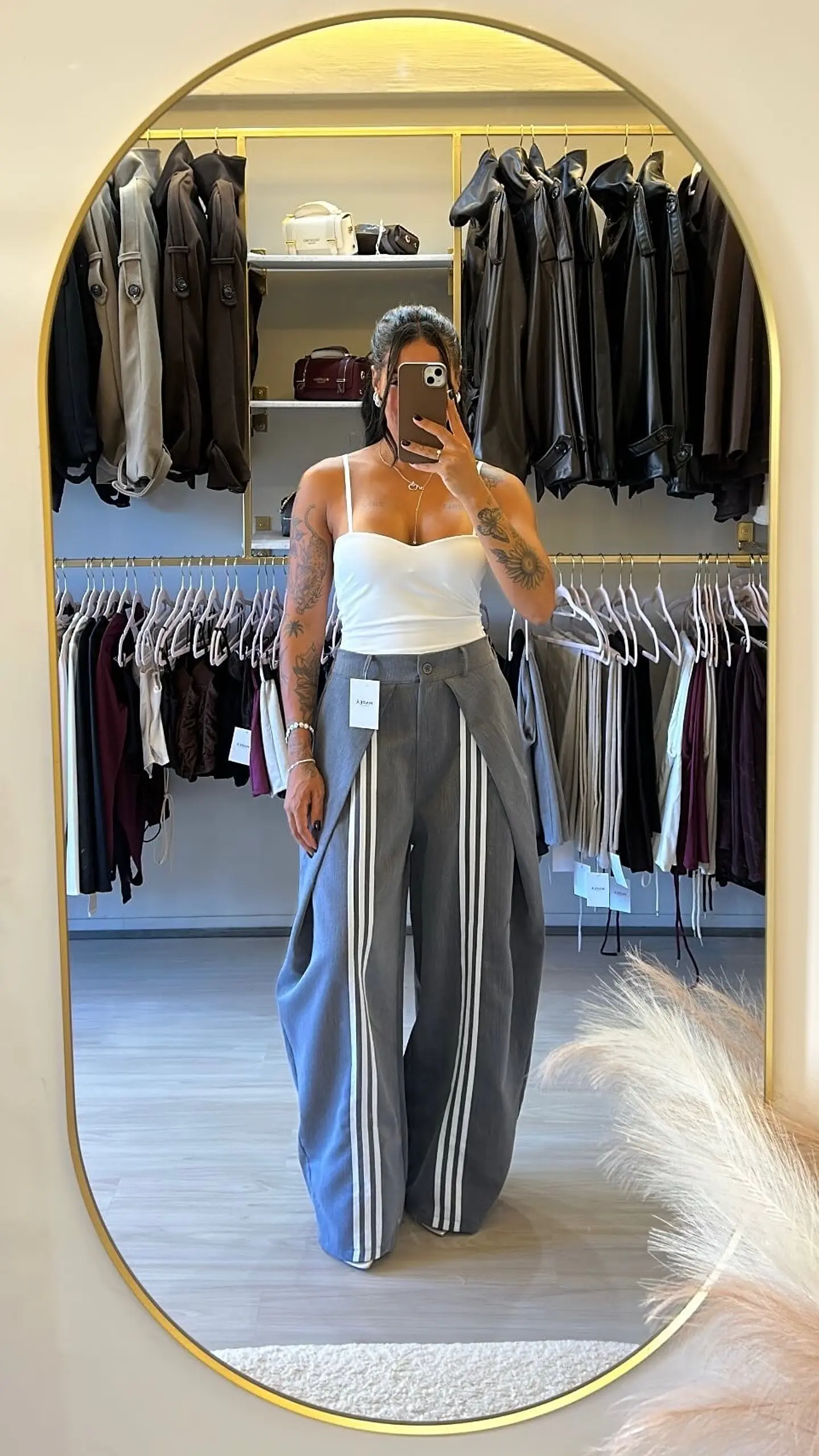 Calça ballon riscas brancas 4