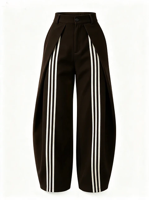 Calça ballon riscas brancas