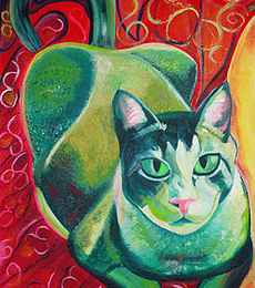 Gato verde. Óleo sobre lienzo US$370