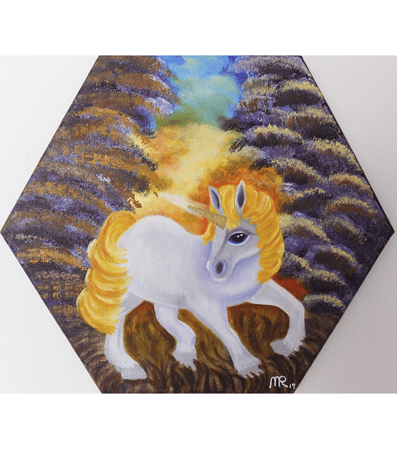 Unicorn. Fine art print on cotton paper. Helpful people and travel bagua. US$48