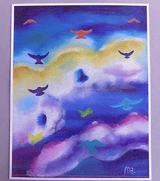 Birds flying. Fine art print on cotton paper. Children and creativity bagua. US$48