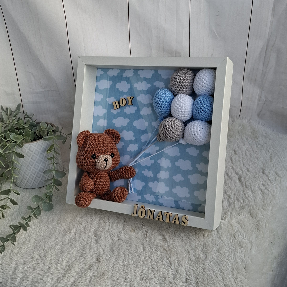 Quadro Personalizado para Quarto de Bebé – Urso com Balões 10