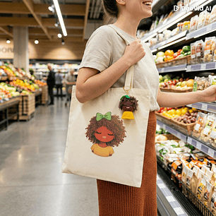 Porta chaves Menina Amarela + ecobag