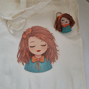 Porta chaves Menina verde + ecobag