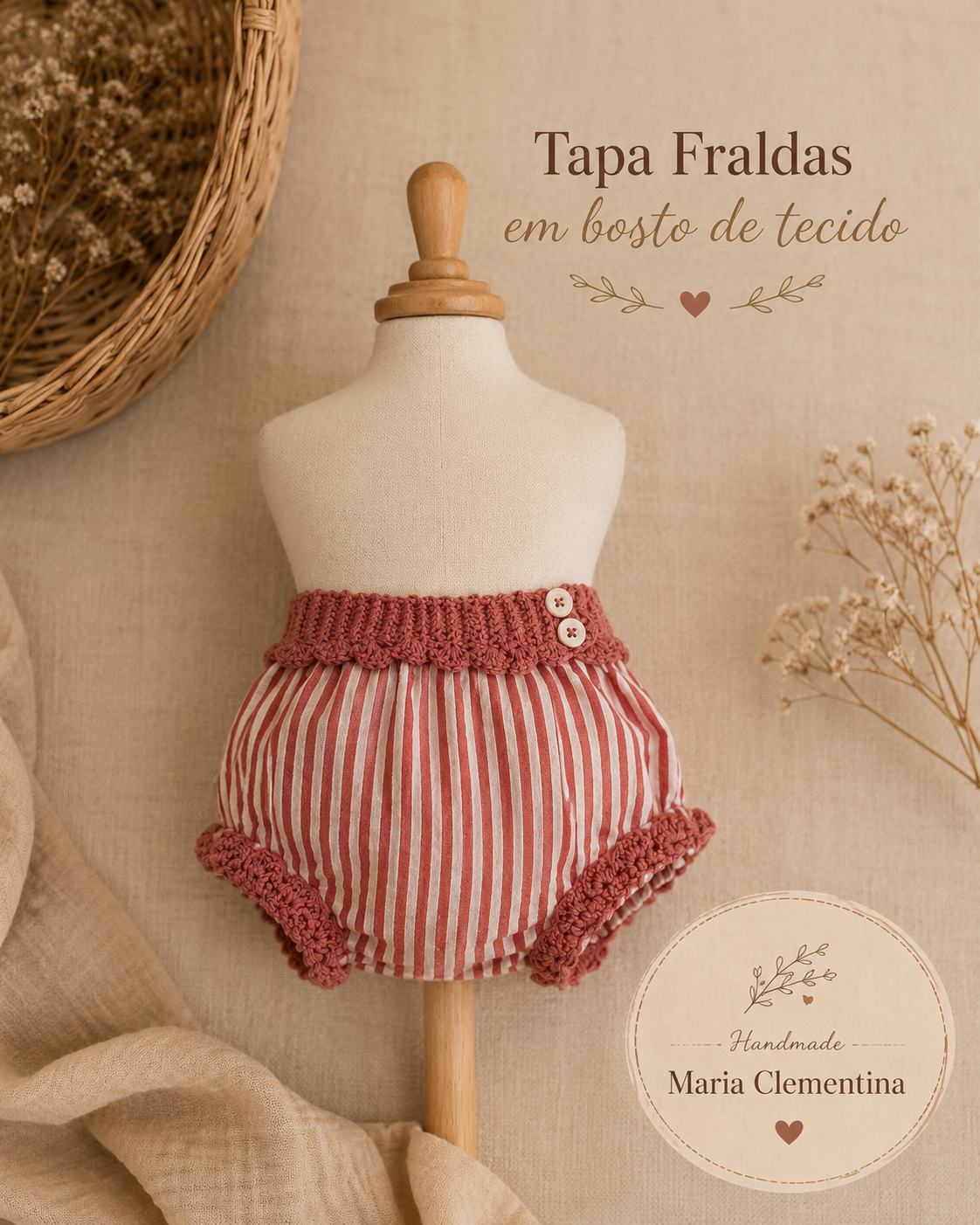 Tapa Fraldas Clara Tecido e Croché 2