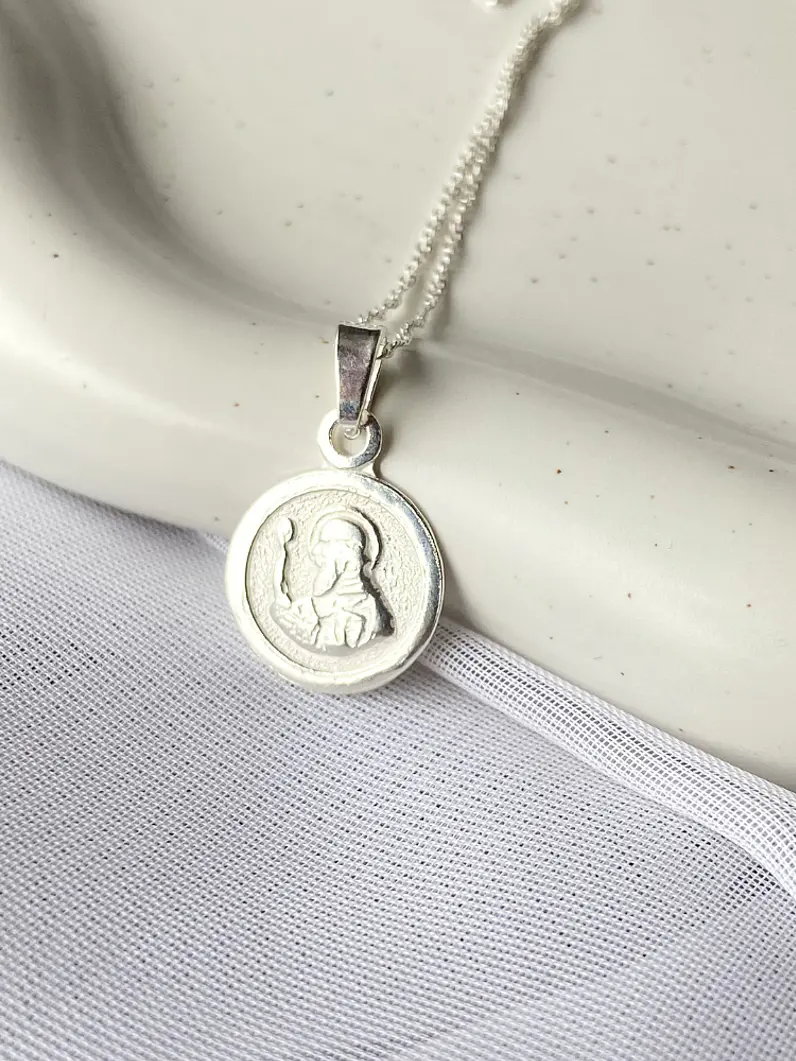 Collar medalla San Benito - plata 925 2