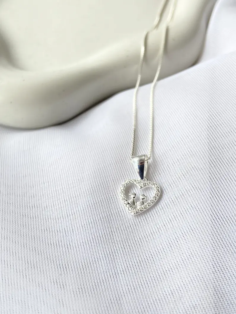 Collar corazón de mamá - plata 925 4
