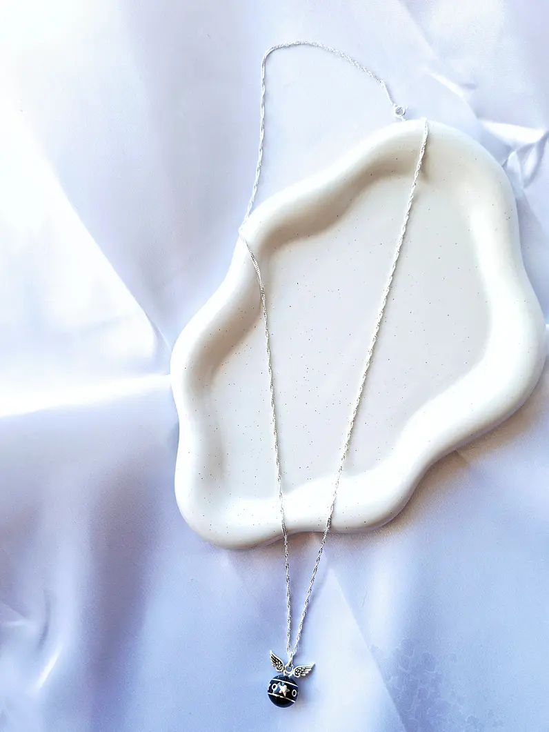 Collar Llamador de Ángeles Plata 925 con Esfera Negra 2