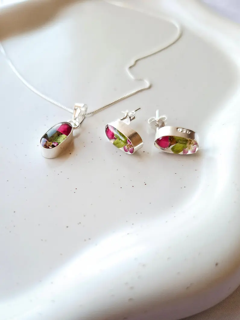 Set de Plata 925 con Flores  3
