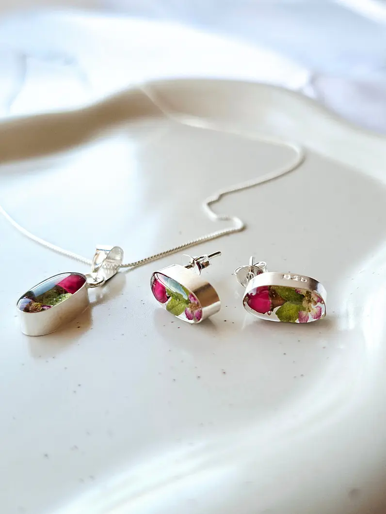 Set de Plata 925 con Flores  1