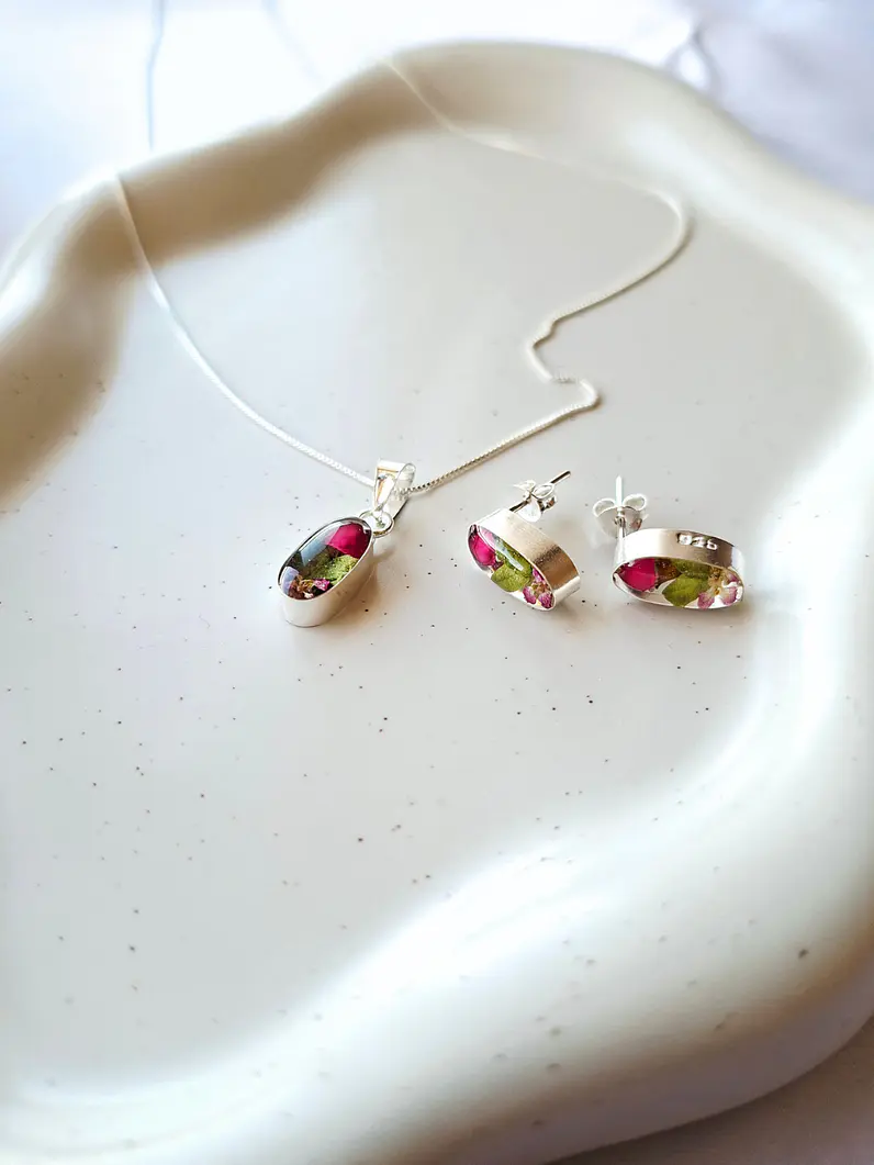 Set de Plata 925 con Flores  4