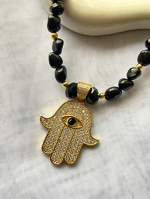 Collar Fátima Obsidiana