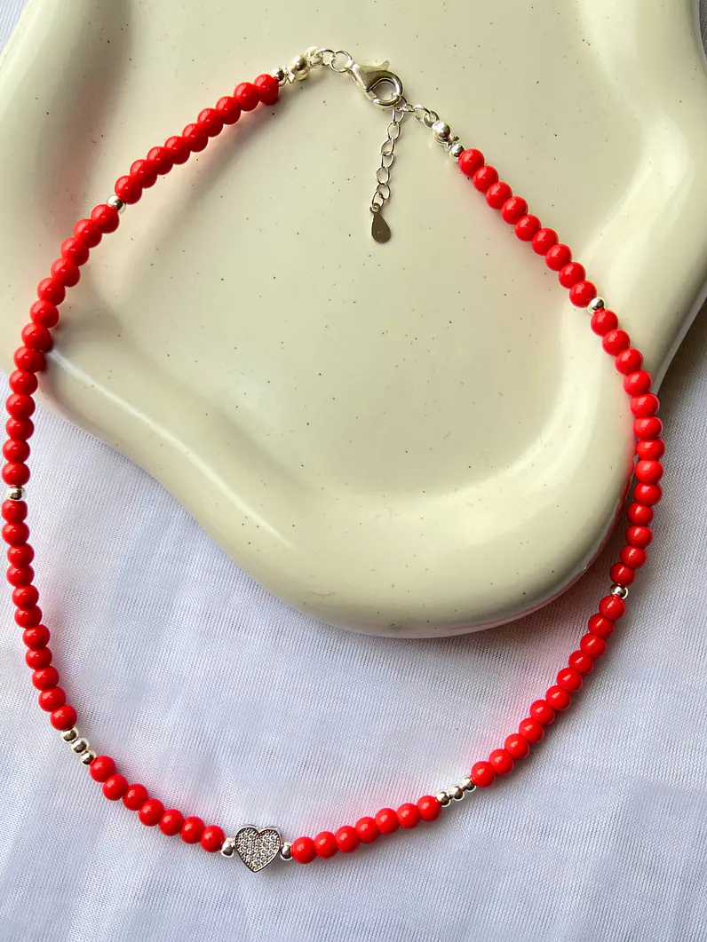 Choker Ágata Roja y Corazón 1