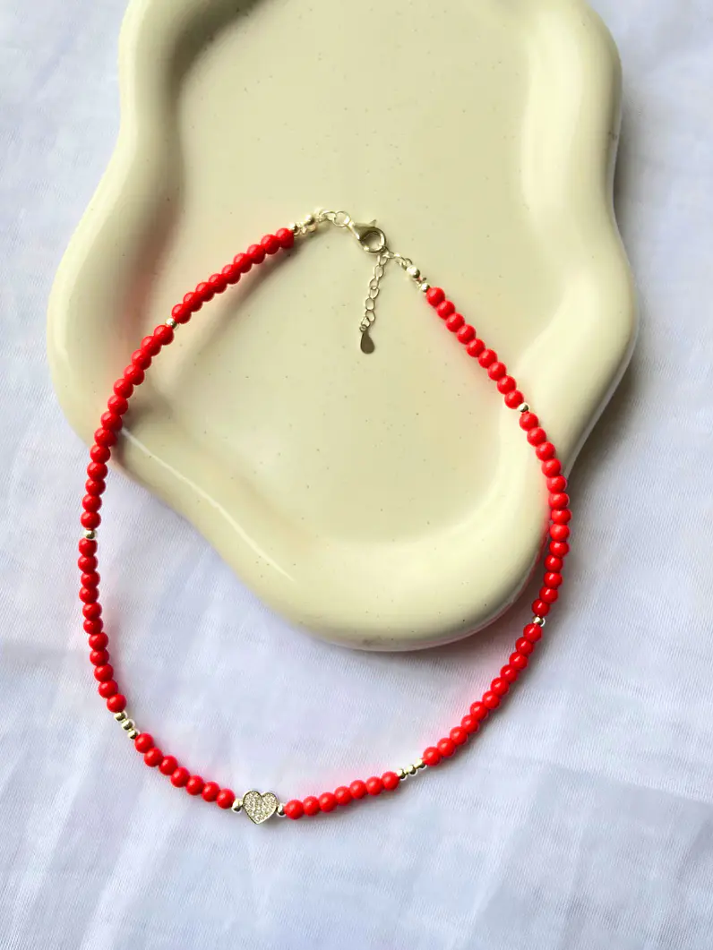 Choker Ágata Roja y Corazón 2