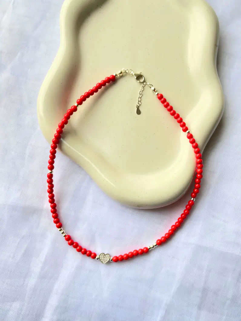 Choker Ágata Roja y Corazón 3
