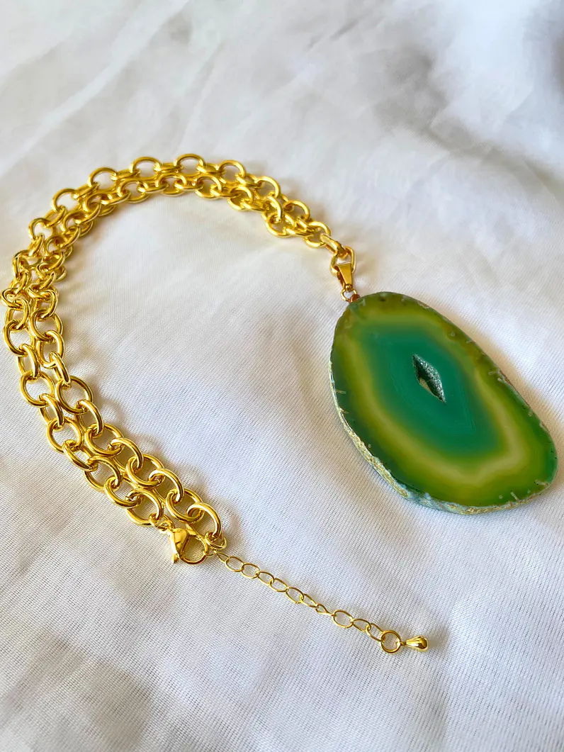 Collar Ágata Verde Chunky 1