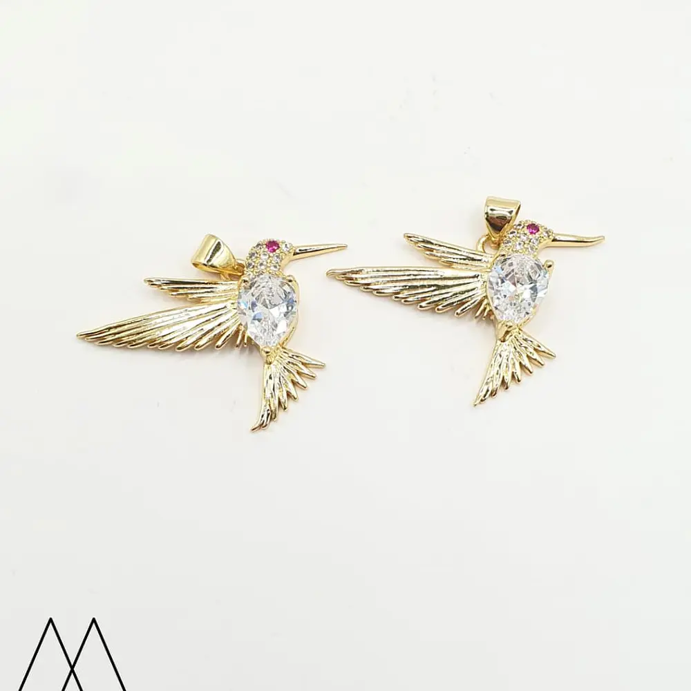 Colgante Ave Colibrí , pecho cristal 25mm