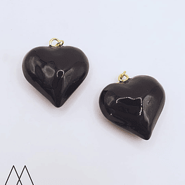 Colgante Corazón Negro, con argolla 30mm