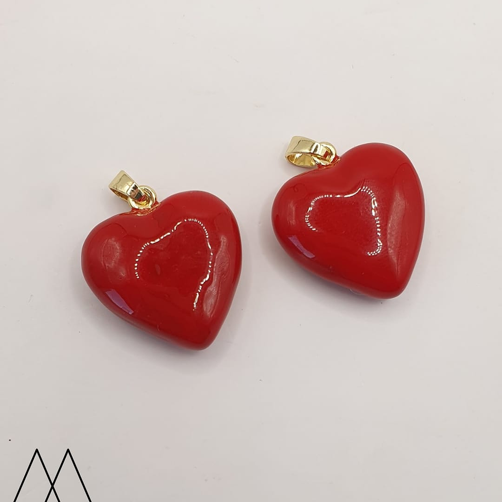 Corazón Rojo plano con portadije, 30mm