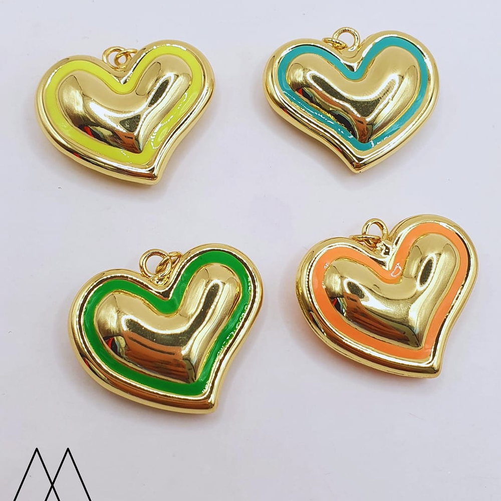 Colgante Corazón Borde Color, con argolla 25mm