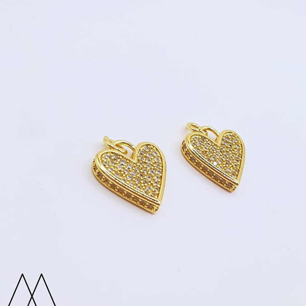 Corazón Zircón borde zircón, con argolla 20mm