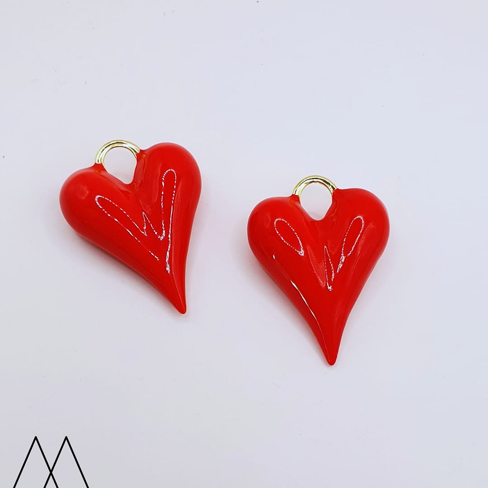 Colgante corazón rojo alargado, 40mm