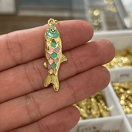 Colgante Pez esmaltados, colores pastel