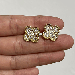 Aros Trebol zircón,