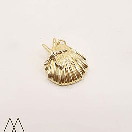 Colgante Concha de Mar dorada - estrella, con argolla 30mm