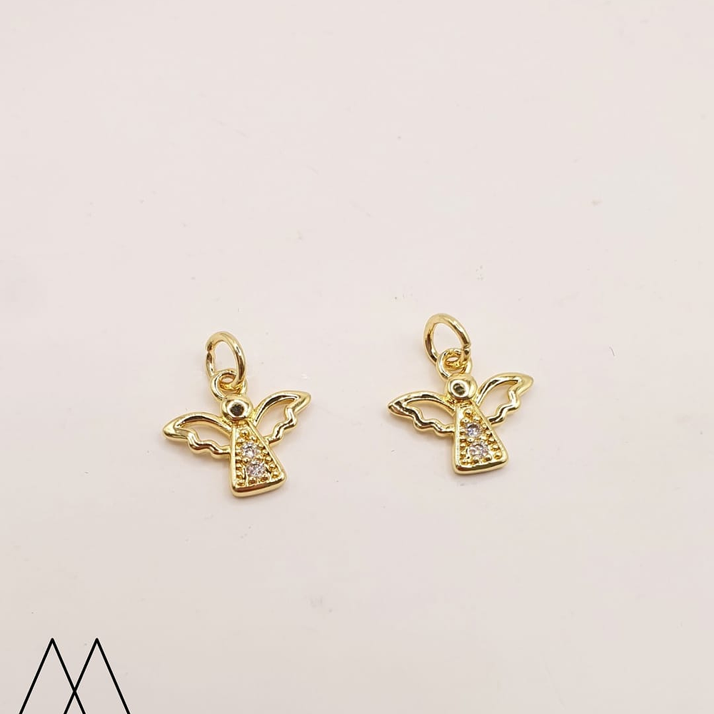 Angelito 2 alas con cuerpo zircón, con argolla 15mm