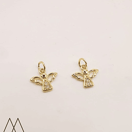 Angelito 2 alas con cuerpo zircón, con argolla 15mm