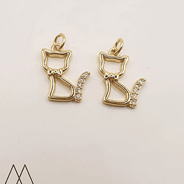 Silueta de Gato cola zircón, con argolla 20mm