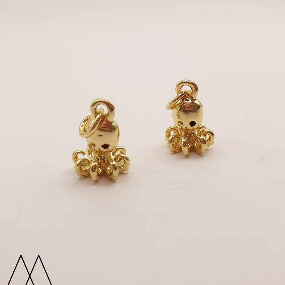 Colgante Pulpo dorado, con argolla 15mm