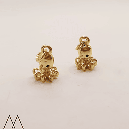 Colgante Pulpo dorado, con argolla 15mm