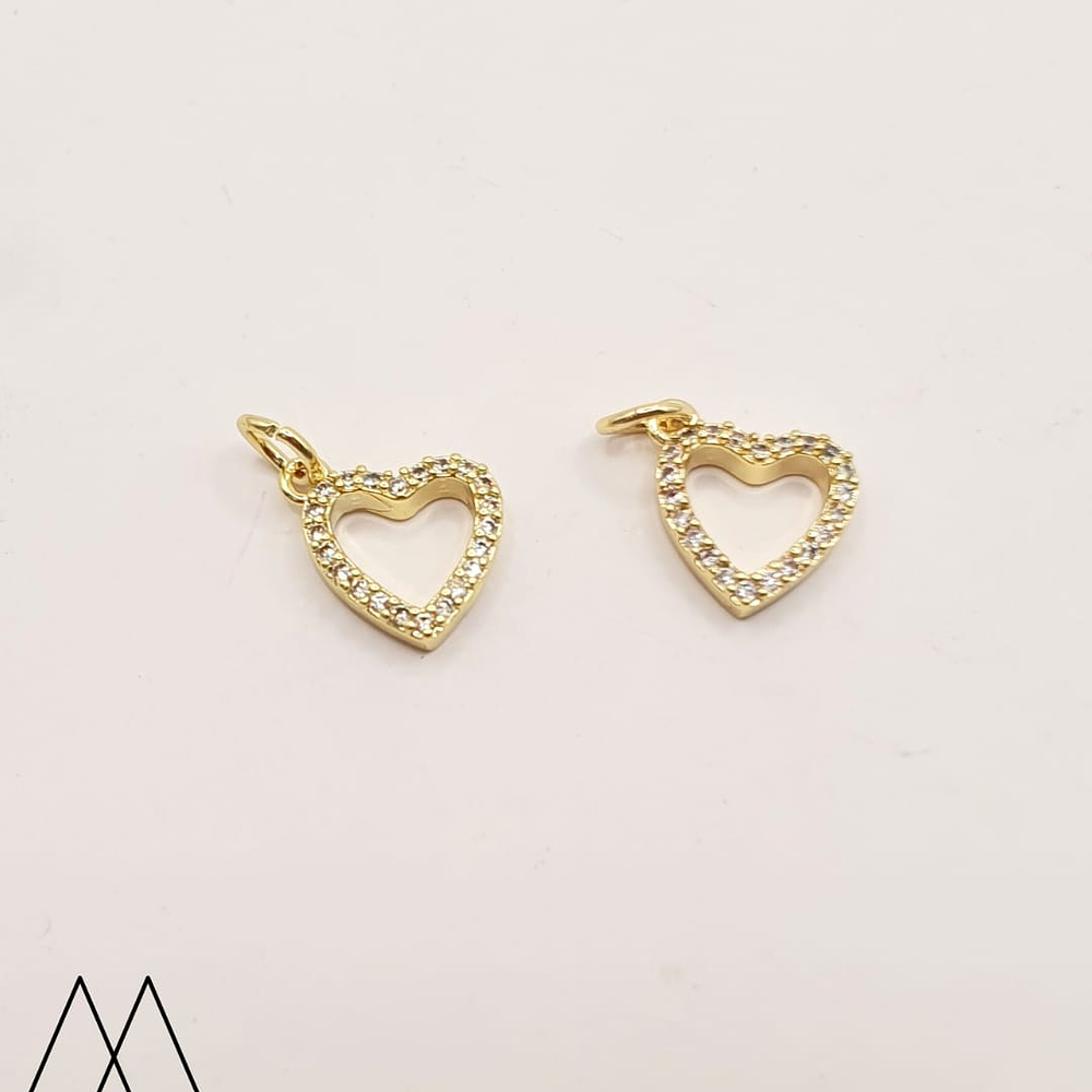 Colgante silueta Corazón zircón, con argollla 15mm