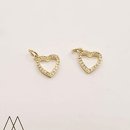 Colgante silueta Corazón zircón, con argollla 15mm