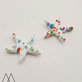 Estrellas Cerámica Grande 40mm, blanca pintas colores