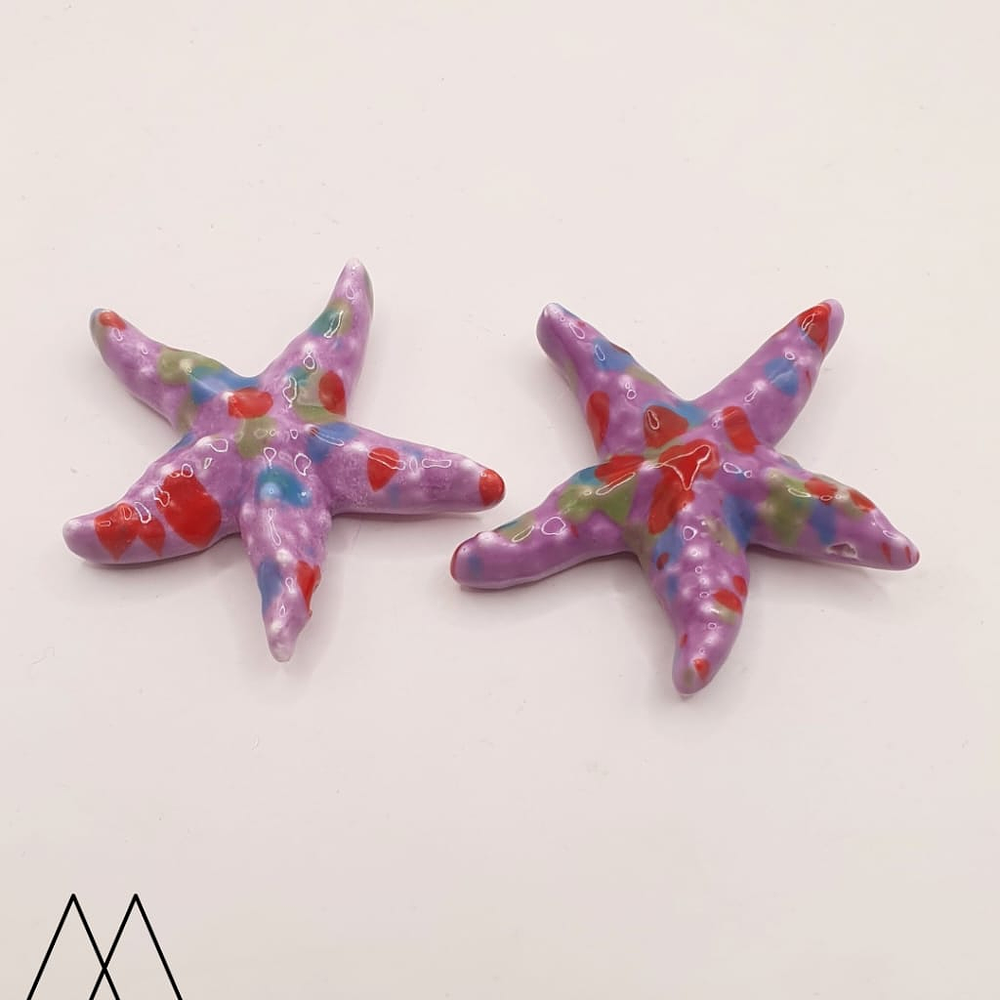 Estrellas Cerámica Grande 40mm, Morada pintas colores