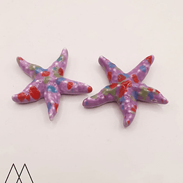 Estrellas Cerámica Grande 40mm, Morada pintas colores