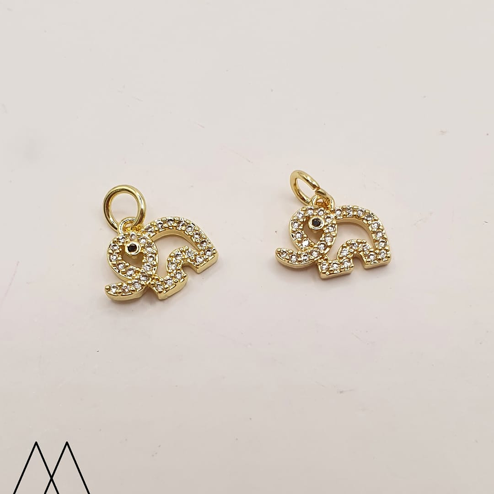 Colgante Mini elefante con zircon, con argolla10mm