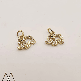 Colgante Mini elefante con zircon, con argolla10mm