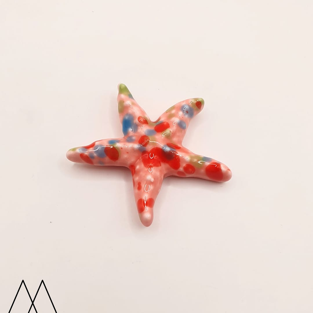 Estrellas Cerámica Grande 40mm, rosada con pinta colores