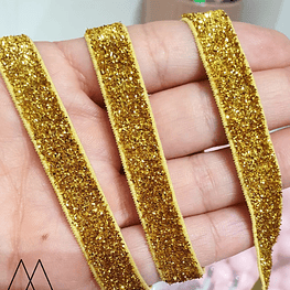 Cinta elasticada 10mm, dorada. Precio por Metro