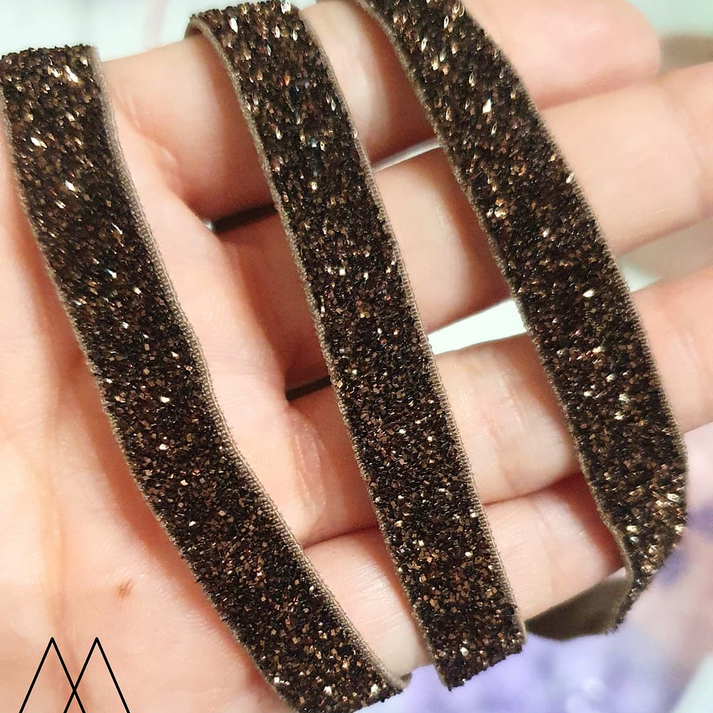 Cinta elasticada 10mm, café. Precio por Metro